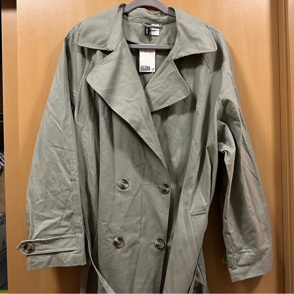 Light jacket trench coat button front Sage Green